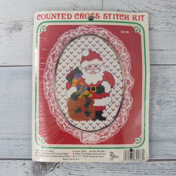 Vtg The New Berlin Co. Counted Cross Stitch Kit Christmas Santa Embroidery 30186 - Picture 1 of 11